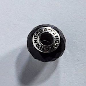 PANDORA MURANO GLASS CHARM BEAD BLACK OPAQUE FACTED